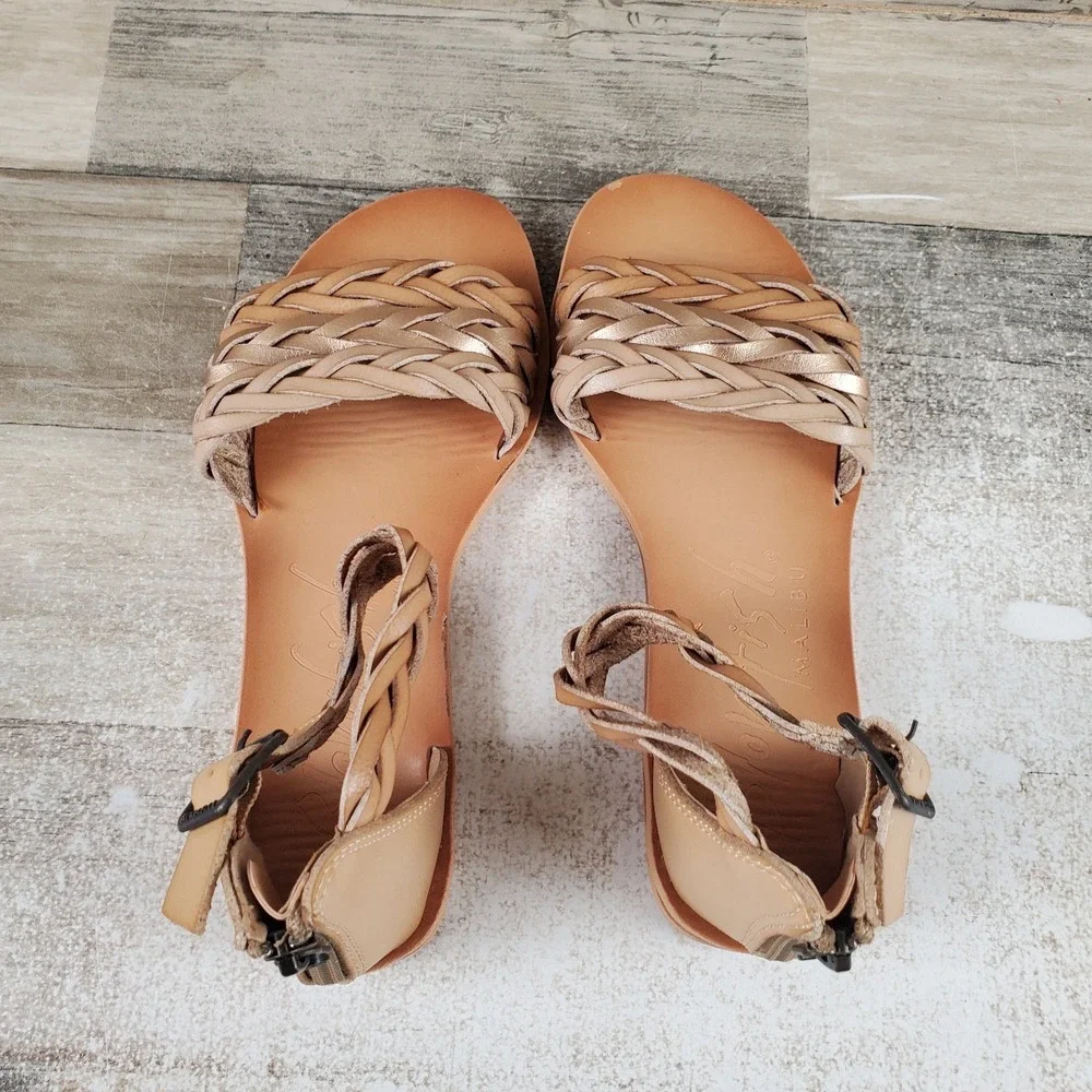 Blowfish Malibu Delite Kids Sandal Sz 3 Dune Lotus Rose Gold Die Cut Ankle Strap